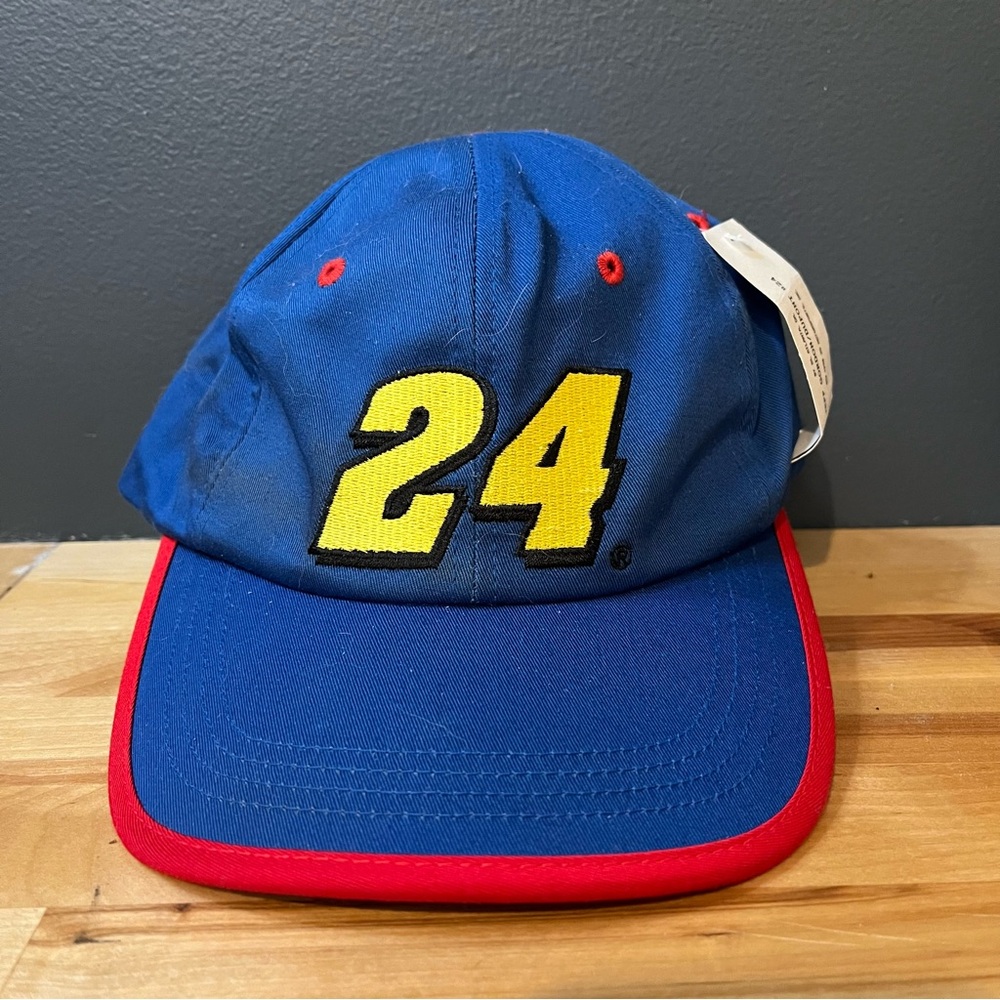 NASCAR Jeff Gordon #24 Racing Strapback Hat Cap Blue New With Tags Vintage 90s